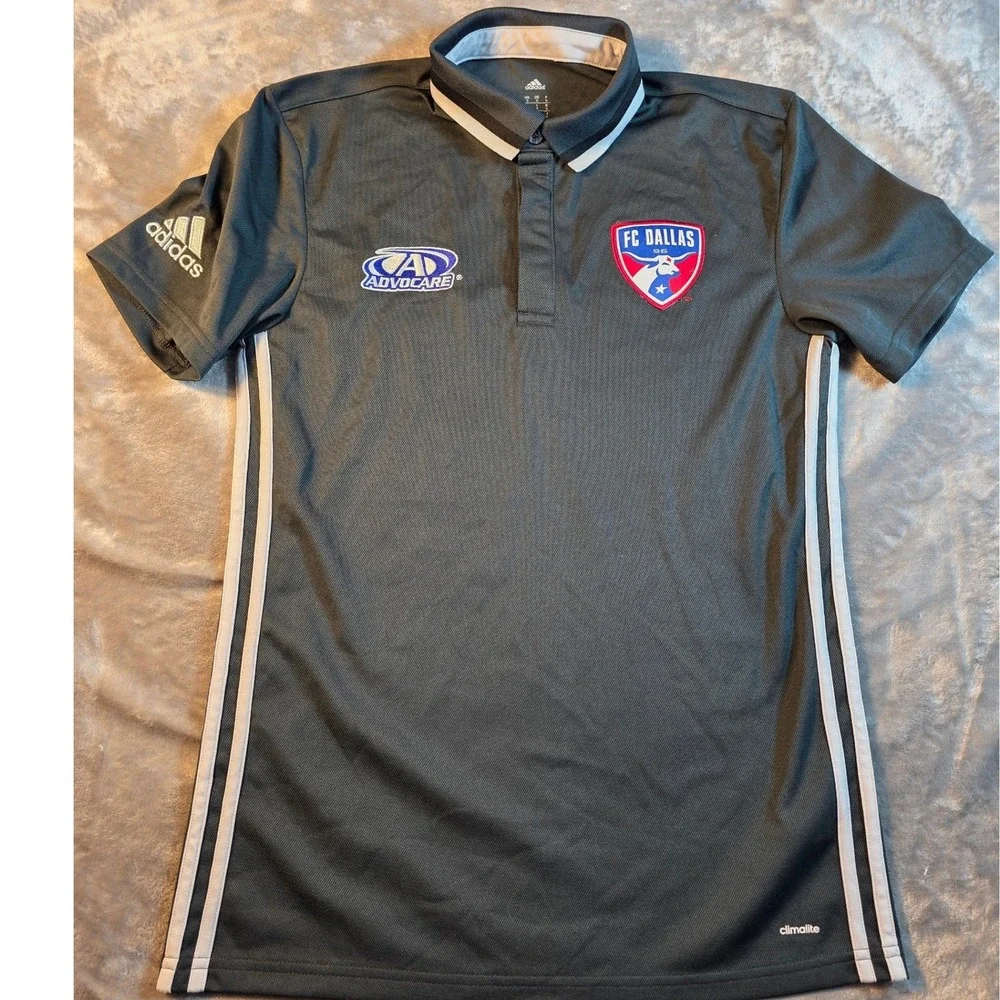 Adidas FC‎ Dallas Polo Shirt Mens Small Grey Climalite MLS Soccer